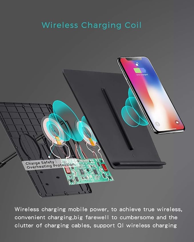 TAPTES Wireless Charger for Tesla Model 3 2017 2018 2019 2020, Dual Phone Charging Pad for Tesla Model 3 Accessories, Car Center Console Interior, Compatible with iPhone & Smartphones, Black