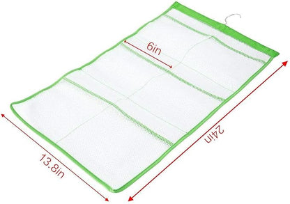 FishMM Mesh Bath Organizers for Shower with Hook, Quick Dry Hanging Shower Caddy College, Bath Storage with 6 Pockets for College Dorm Rooms, Bathroom