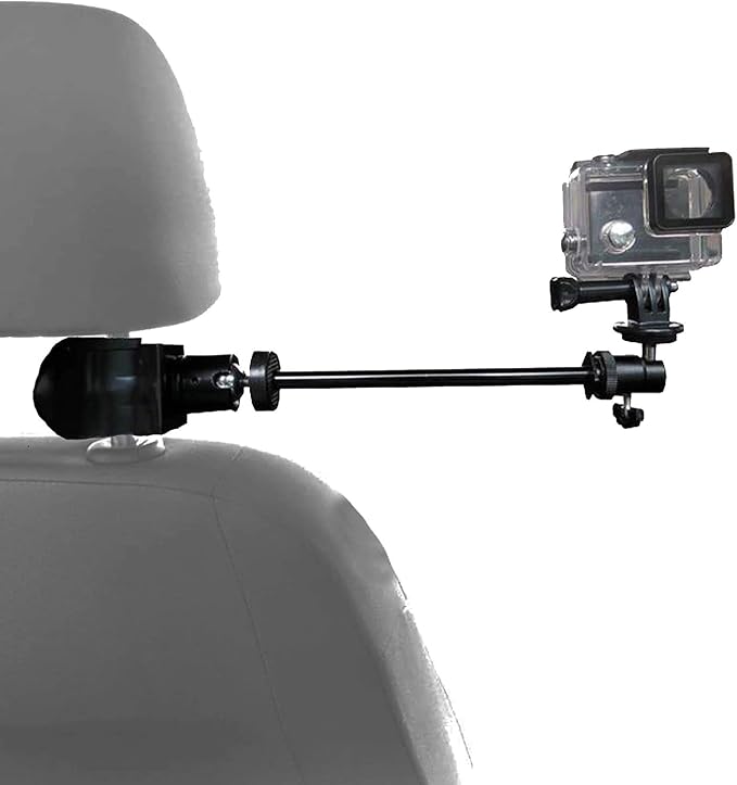 3in1 Universal Heavy Duty Car Headrest Mount Holder w/Clamp/Adjustable Robust Magic Arm and 360° Rotation for DSLR Camcorder/Action Camera/Smartphone etc