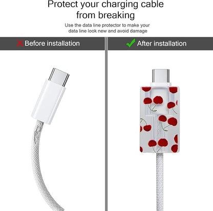 Lovmooful Compatible for iPhone 18W/20W USB-C Charger Cover Clear Lovely Cherry Design Soft Charger Protector Cute Cable Case Saver Protector for Girls Women-Cherry
