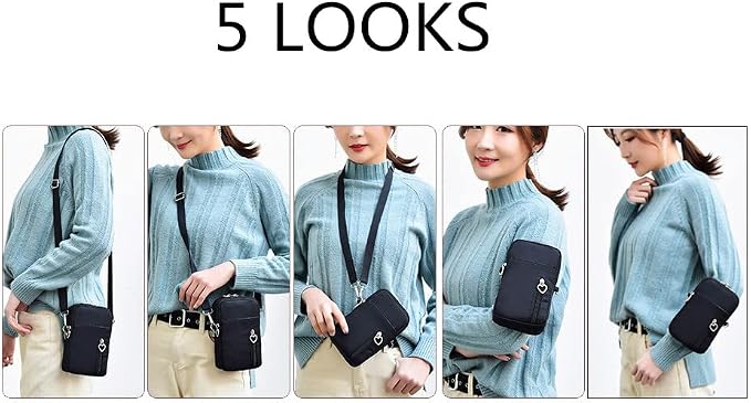 for Samsung Galaxy Z Fold 4, 3, XCover Pro, S22 Ultra Plus, S21 FE, Note9, iPhone 14 Pro Max, Phone Purse Cross Body Armband Cell Holder, Blue #B, M: 7.2''(H)