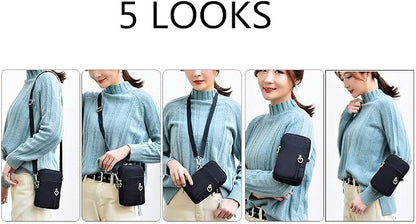 for Samsung Galaxy Z Fold 4, 3, XCover Pro, S22 Ultra Plus, S21 FE, Note9, iPhone 14 Pro Max, Phone Purse Cross Body Armband Cell Holder, Blue #B, M: 7.2''(H)