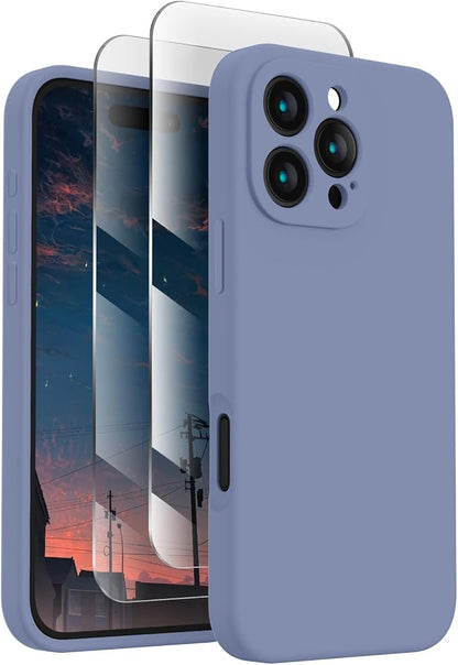FireNova Designed for iPhone 16 Pro Max Case, Silicone Upgraded [Camera Protection] Phone Case, Soft Anti-Scratch Microfiber Lining Inside, 2024, Lavender Gray