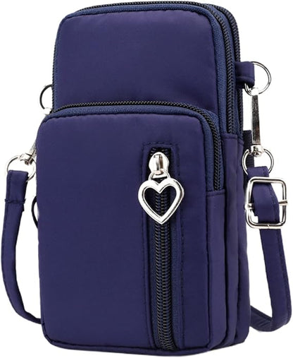 JUMISEE 3-Layers Crossbody Bag Cellphone Pouch Armband Wallet Nylon Smartphone Purse