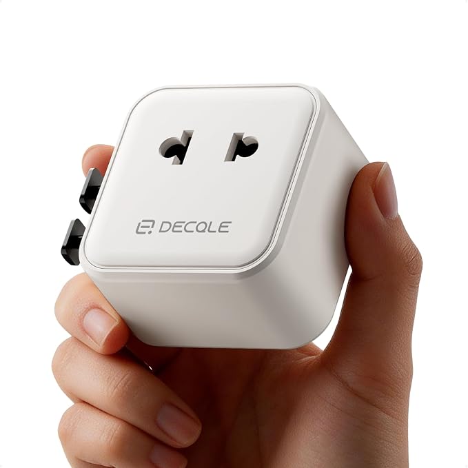 “Air” Universal Travel Adapter 2500W Max AC, Cover 200+ Countries | International Plug Adapter, All in One Portable Adapter, NOT A Voltage Converter, for USA, UK, EU, AU (White)