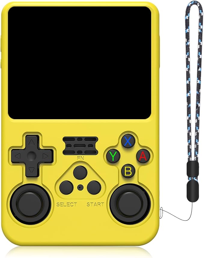 Silicone Protective Case for Anbernic R36S Game Console, Full-Body Protective Cover with Precise Cutout, Shockproof Dustproof Protector Sleeve & Scratch-Resistant Sleeve (Yellow)