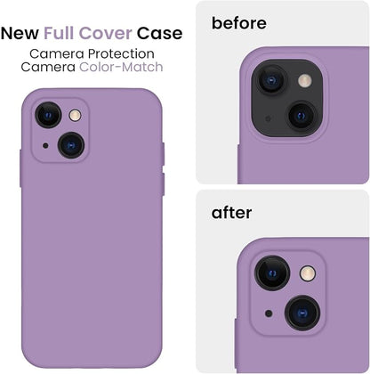 FireNova Designed for iPhone 13 Case, Silicone Upgraded [Camera Protection] Phone Case, Soft Anti-Scratch Microfiber Lining Inside, 6.1 inch, Light Purple