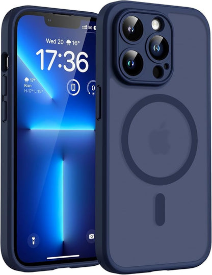 TOCOL for Phone 13 Pro Case, Compatible with Magsafe Charger, Full Camera Protection, Drop Protection, Translucent Matte Phone Case for iPhone 13 Pro 6.1 inch (Dark Blue)
