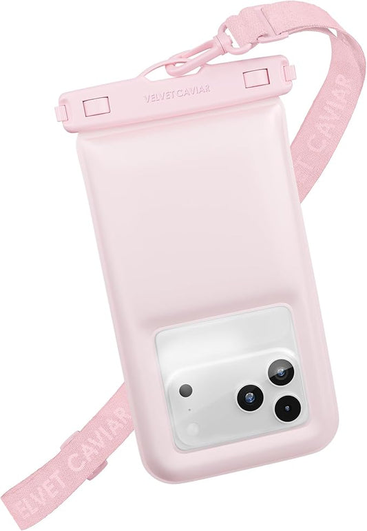 VELVET CAVIAR Waterproof Phone Pouch with Lanyard | IP68 Floating Case for iPhone & All Phones | Dry Bag for Snorkeling, Beach, Kayaking | Travel & Cruise Essentials for Women (Pink Strawberry Milk)