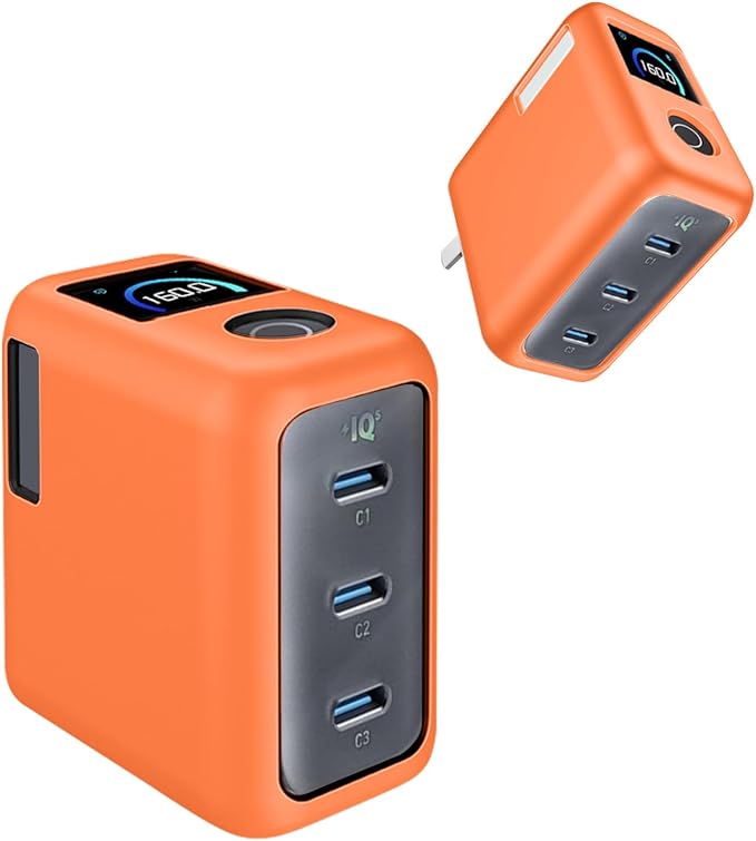 Case for Anker Prime 160W 3-Port Compact Charger – Soft Silicone Protective Cover for Dynamic Charger,Shockproof Dustproof Charging Block Protector Sleeve[Orange]
