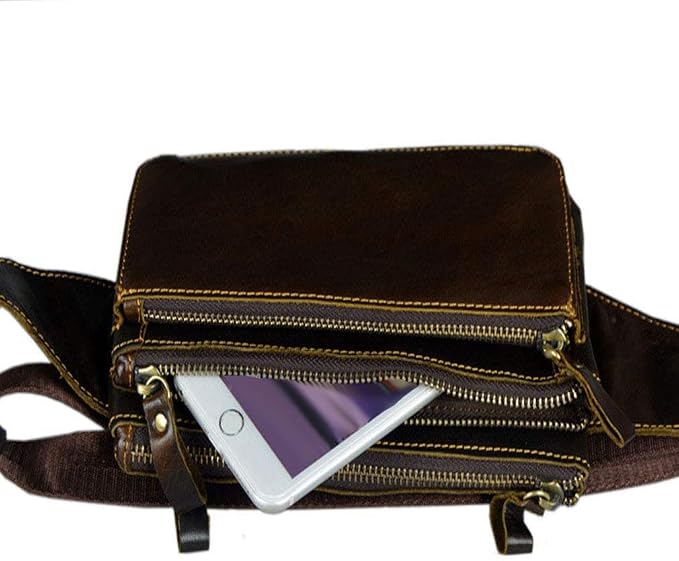 Hebetag Leather Fanny Pack Waist Bag for Men Women Outdoor Travel Hunting Hiking Camping Hip Bum Belt Cell Phone Purse Wallet Pouch