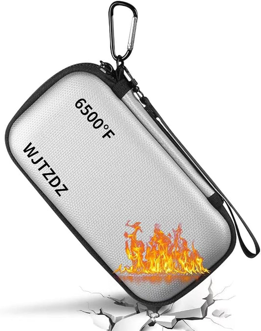 6500°F Hard Fire-Resistant Power Bank Case,Waterproof Electronic Organizer Travel Bag,Shockproof EVA Carrying Case for Cell Phones/Earbuds,Travel Gadgets for Cables,SD Memory Card,Camera Chips