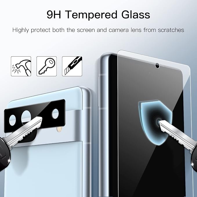 JETech Screen Protector for Google Pixel 7a, 2+2 Pack | with Camera Lens Protector, HD Clear Tempered Glass, Anti-Scratch Protection, Easy Installation Tool