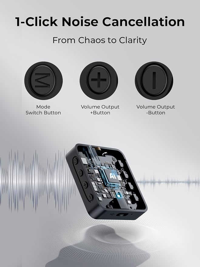 Wireless Lavalier Microphone for iPhone: Mini Microphone Noise Reduction - 328ft Transmission & 20H Battery Life for Video Recording, 3-in-1 Universal Camera & Android, Deep Grey