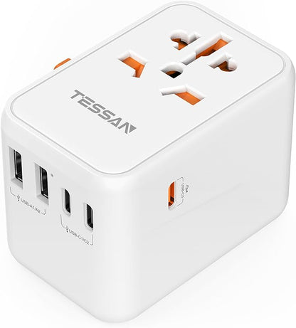 TESSAN Universal Travel Adapter, GaN 65W | 3 USB C Ports, 2 USB A Ports, Type C/G/A/I, European USA UK Australia Ireland