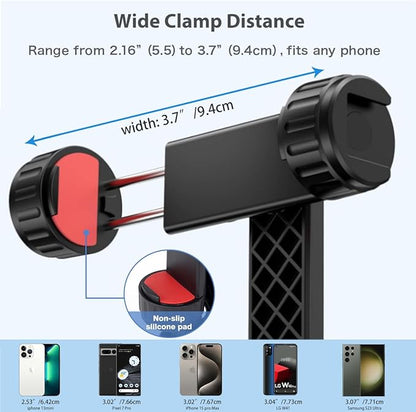 Koolehaoda Phone Tripod Mount, Universal Smartphone Holder 360° Rotates and 180° Tilts Adjustable with 2 Cold Shoe and 1/4" Screw for iPhone, Android Cell Phone, Selfie Stick, Camera Stand