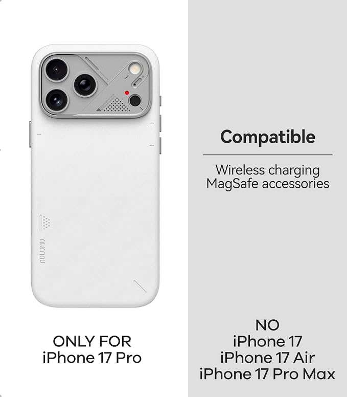 Aulumu A17 Vegan Leather CoolHyper iPhone 17 Pro Case | Camera Control | with Cooling Fins | Luxury Comfort | Compatible with MagSafe | Complete Wrap-Around - Black