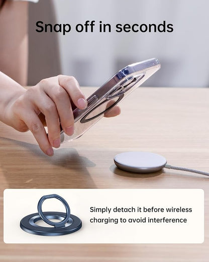 SYNCWIRE Magnetic Phone Ring Holder for MagSafe, 360° Rotation Cell Phone Grip Stand Finger Ring Kickstand Two-Sided Magnet Compatible with iPhone 17 Pro Max 16 15 14 13 12 MagSafe Accessories