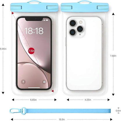 1/2 Pack Waterproof Phone Pouch Compatible with iPhone 17 16 15 Pro Max & Galaxy S24+/S23 7in Waterproof Phone Case, IPX8 Beach Travel Must Haves Dry Bag, Beach Essentials, Sea Blue, 1 Pack