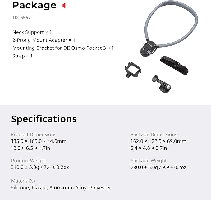 SMALLRIG Magnetic Neck Mount for DJI Pocket 3/OSMO 360/Nano/Action 6/5 Pro/4, for GoPro Hero 13/12/11/10, for Insta 360 X5/X4/X3/Ace Pro 2, Action Camera Chest Mount for Hands-Free POV Vlogging-5567