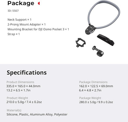 SMALLRIG Magnetic Neck Mount for DJI Pocket 3/OSMO 360/Nano/Action 6/5 Pro/4, for GoPro Hero 13/12/11/10, for Insta 360 X5/X4/X3/Ace Pro 2, Action Camera Chest Mount for Hands-Free POV Vlogging-5567
