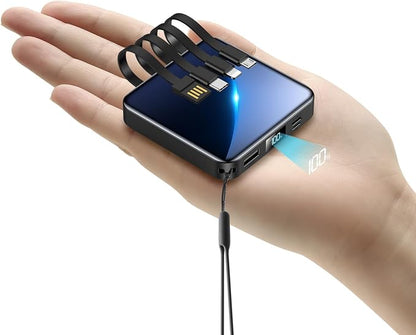 ummz Portable Charger with Built-in Cable,12000mAh 22.5W Fast Charging Small Power Bank,USB C Input/Output with Smart LED Display,External Battery Pack for iPhone,Tablet,Samsung