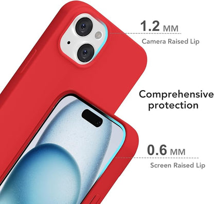 for iPhone 15 Plus/ 14 Plus Case Silicone Compatible with Magsafe Case, Ultra Slim Thin Magnetic Phone Cases Mag Safe, Cute Soft Rubber Gel TPU Matte Wireless Charging Cover for Women, Red