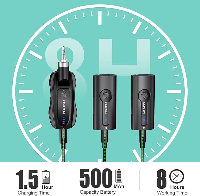 KIMAFUN Wireless Lavalier Microphone System, Wireless 2.4GHz Lapel Mics Handheld Mic 2 in 1 for Teaching, Teachers, Speech, Tour Guiding, Speaker, Amplifier, PA System, Broadcast, KM-G70(2TX1RX)