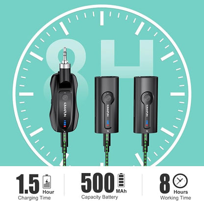 KIMAFUN Wireless Lavalier Microphone System, Wireless 2.4GHz Lapel Mics Handheld Mic 2 in 1 for Teaching, Teachers, Speech, Tour Guiding, Speaker, Amplifier, PA System, Broadcast, KM-G70(2TX1RX)