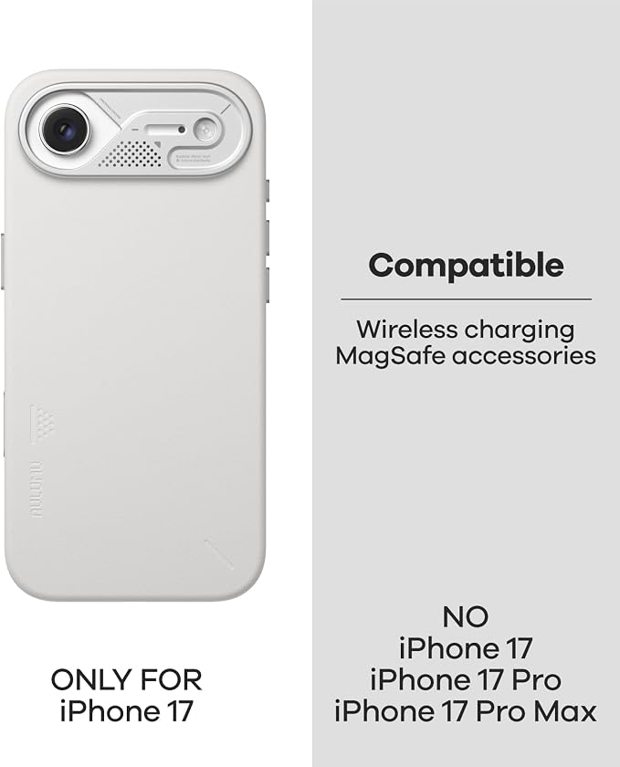 Aulumu A17 Vegan Leather iPhone Air Case | Camera Control | Luxury Comfort | Compatible with MagSafe | Complete Wrap-Around - White