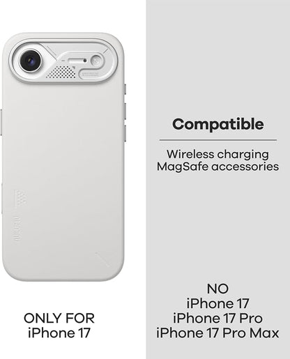 Aulumu A17 Vegan Leather iPhone Air Case | Camera Control | Luxury Comfort | Compatible with MagSafe | Complete Wrap-Around - White
