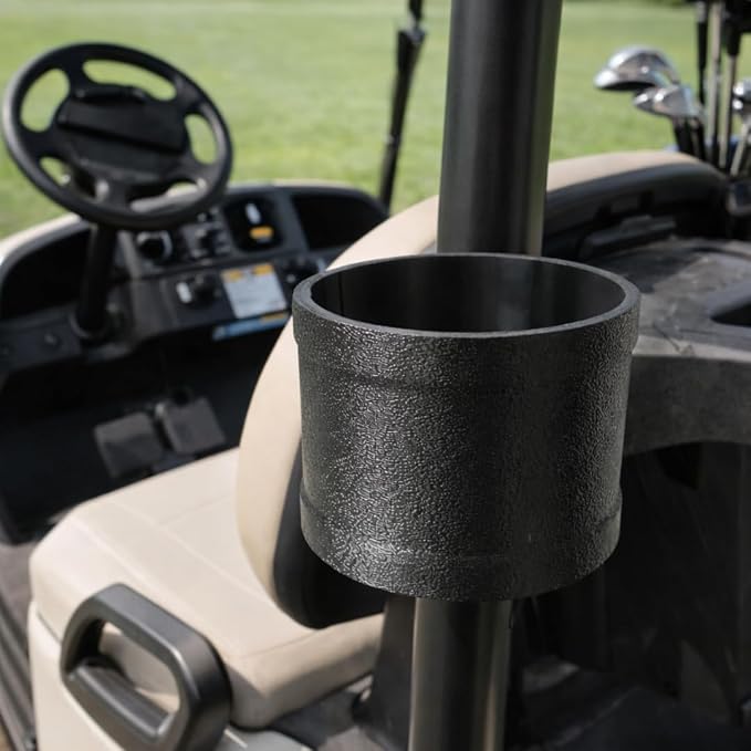 Chatelet Universal Cup Holder with Strap-On Design | Adjustable Drink Holder for Boats, Golf Carts, Pool Umbrellas, Strollers & More | Fits Cans, Bottles & Tumblers | Made in USA (Black, Cup)