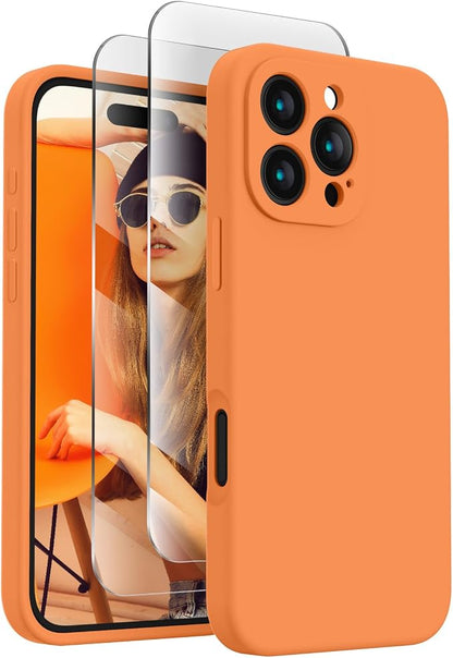 FireNova Designed for iPhone 16 Pro Max Case, Silicone Upgraded [Camera Protection] Phone Case, Soft Anti-Scratch Microfiber Lining Inside, 2024, Kumquat