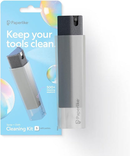 Paperlike® All-in-One Cleaning Kit - Refillable Microfiber Spray Bottle & Cleaning Solution + 5 Refill Tablets - Safe for iPad & Electronic Displays