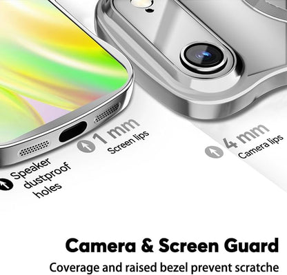 Misscase for iPhone Air Case with Privacy Screen Protector,Compatible with MagSafe,Cute Wave Frame Anti-Scratch Case with Camera Lens Protector Plating Bling Case for iPhone 17 Air Silver