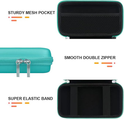 BOVKE PU Hard Travel Case for MacBook Air Pro Power Adapter Apple MagSafe 2 USB-C Charger, Extra Room for USB C Hub, Type C Hub, USB C Hub Multiport Adapter, Magic Mouse, Charging Cable, Turquoise