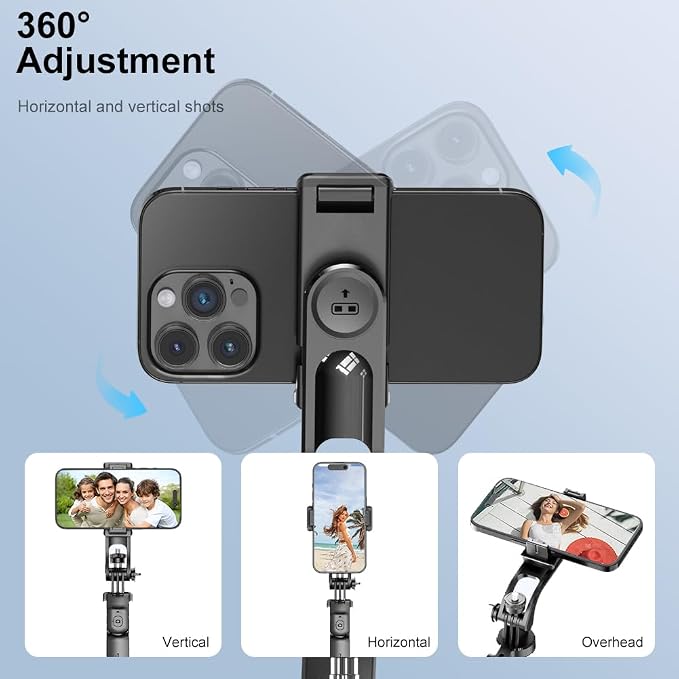 67" Selfie Stick Tripod for iPhone with Remote Control, Phone Holder and 1/4” Screw, Extendable Travel Essentials Tripod for Cell Phone, Camera, Phone Stand for Video Recording