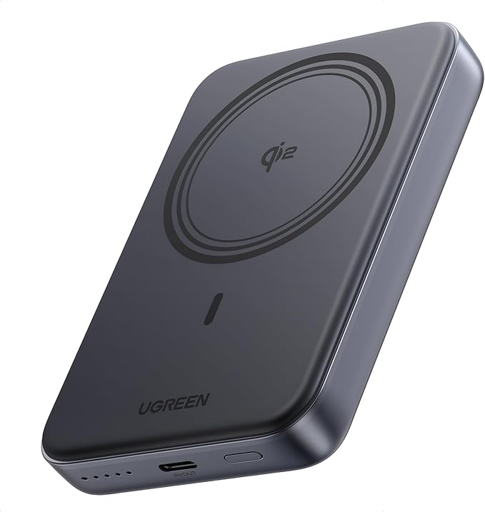 UGREEN Magnetic Power Bank Qi2 Certified 15W Fast Charging Wireless Battery Pack Slim 10000mAh Magsafe Portable Charger with 20W USB-C for iPhone 17/16/15/14/13/12 Series Black