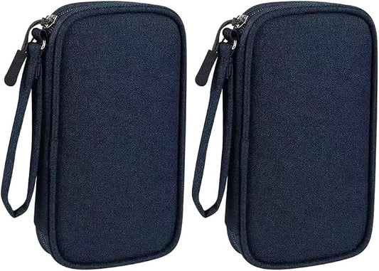 GSHLLO 2 Pcs Travel Charger Organizer Bags Waterproof Electronic Storage Pouch Portable Charging Cable Carry Case Small Power Bank Organizing Bag Compact Tech Accessories Pouch with Zipper Navy Blue