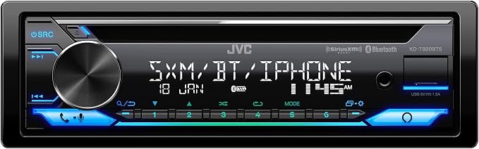 JVC KD-T920BTS Car Stereo with Bluetooth, Front USB, AUX, Amazon Alexa, SiriusXM Radio Ready, Hi-Power Amplifier