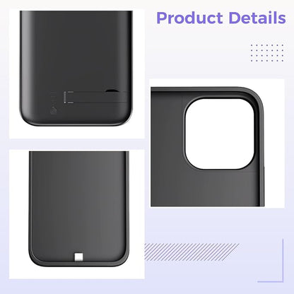 16 Battery Case 5000Mah with Wireless Charging, Liquid Silicone, Dual Input, and Led Display