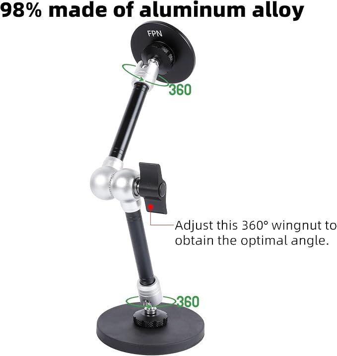Dual Magnetic Phone Holder for Magsafe, Heavy Duty Phone Mount with 10" Long Magic Arm for Gym/Truck/Tractor/Forklift/Boat, Compatible with iPhone 16 15 14 13 12 Series, Magsafe Cases