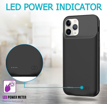 Upgraded 10000mAh High Capacity Rechargeable Portable Protective Extended Charger for iPhone 11 Pro Max (6.5 inch) - Compatible with iPhone 11 Pro Max - Charging Case & Carplay (Black)