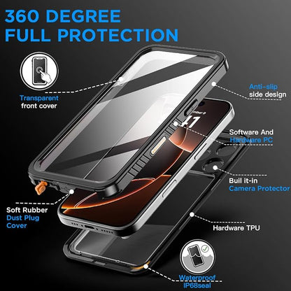 AICase Compatible with iPhone 16 Pro Max Case Waterproof, Clear Water Proof Built-in Screen Protector Shockproof Dustproof Snowproof Full Body Rugged Underwater Phone Case