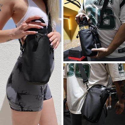 Magnetic Gym Sling Bag for Men & Women | Waterproof Travel Bag with Bottle Holder, USB Port, Adjustable Strap & Phone Pocket (MAX 50oz / 1.5L Bottle)