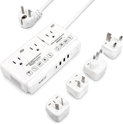 220v to 110v Travel Voltage Converter: International Universal Voltage Converter US to Europe Power Strip Plug Transformer - 2000W Electric Hair Dryer Step Down Outlet Converters for European UK EU