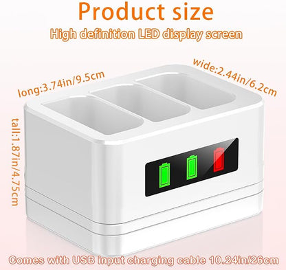 2 Pack 3-Slot Ring Battery Charging Station/Battery Charger,with LED Display,Type-C Input,Compatible with Ring Doorbell 2/3/4/3 Plus/Spotlight Cam/Peephole Cam and Cameras Battery