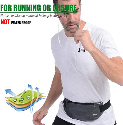 USHAKE Running Belt,Men or Women Ultra Light Bounce Free Waist Pouch Bag Fitness Workout Belt Sport Waist Pack Exercise Waist Bag for iPhone Samsung LG in Running Gym Marathon (Grey)