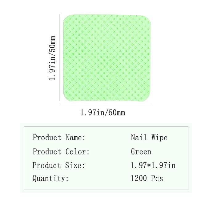 1200PCS Lint Free Nail Wipes Lint Free Wipes, Glue Wipes for Eyelash Extension, Glue Cleaning Wipe Lint Free Non Lint Nail Wipes, Soft Gel Nail Polish Remover Pads Wipes for Lash Extensions (Green)