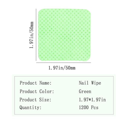 1200PCS Lint Free Nail Wipes Lint Free Wipes, Glue Wipes for Eyelash Extension, Glue Cleaning Wipe Lint Free Non Lint Nail Wipes, Soft Gel Nail Polish Remover Pads Wipes for Lash Extensions (Green)